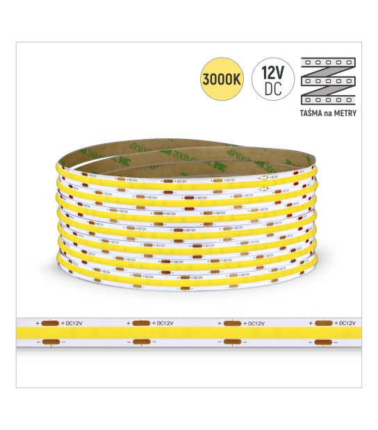 TAŚMA ROL. COB 480LED/MB IP20 3000K 5W/mb 12V/DC ROL.30M