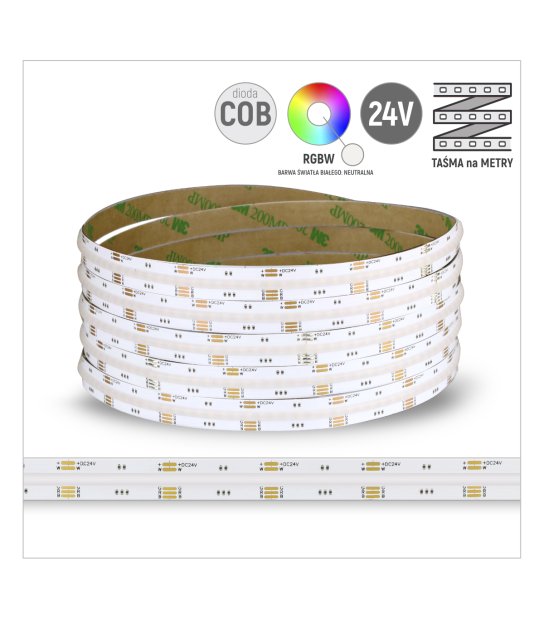 TAŚMA ROL. COB RGBW NEUTRALNA 896LED/mb 16W/mb 24V/DC IP20