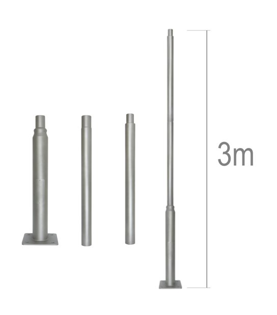 SŁUP OŚWIETLENIOWY składany 3m szary