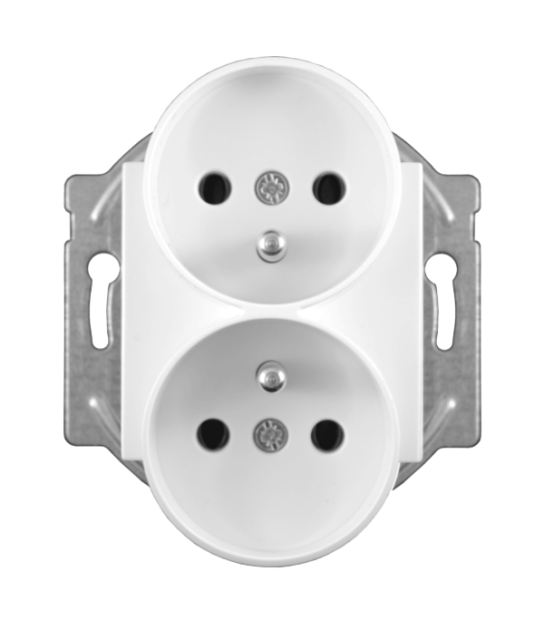 KARRE GNIAZDO PODWÓJNE Z UZIEMIENIEM BIAŁE DO RAMEK