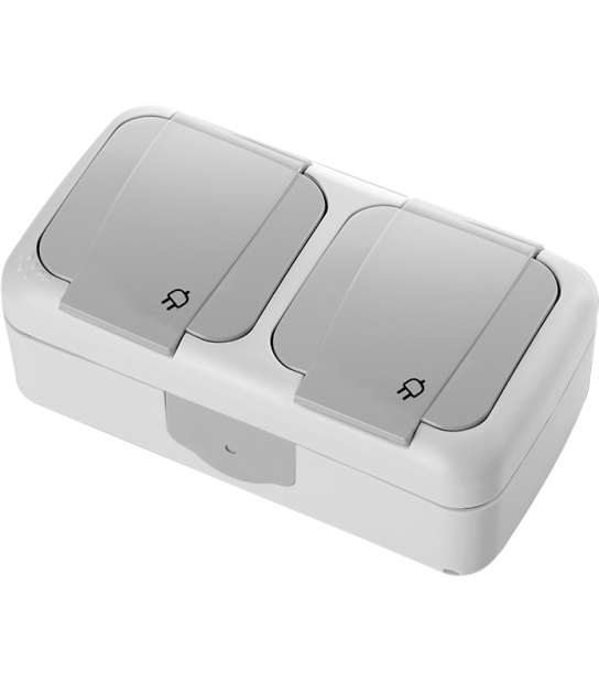 GNIAZDO NATYNKOWE Z UZIEMIENIEM I KLAPKĄ PODWÓJNE BIAŁE