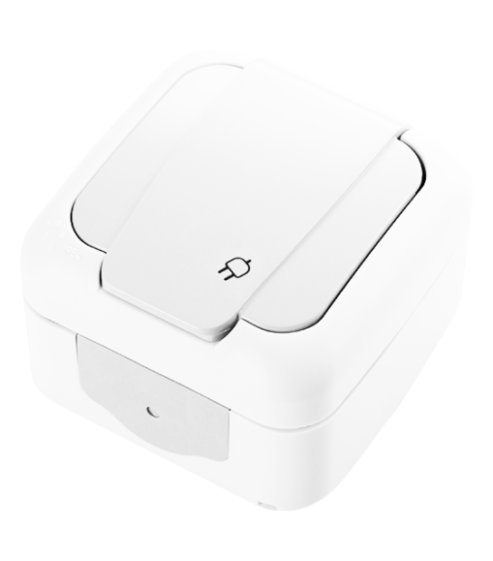 GNIAZDO NATYNKOWE Z UZIEMIENIEM I KLAPKĄ BIAŁE