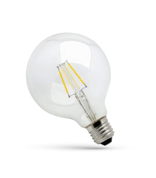 ŻARÓWKA FILAMENT E-27 8W 1000LM CIEPŁA BIAŁA GLOB 125X175mm
