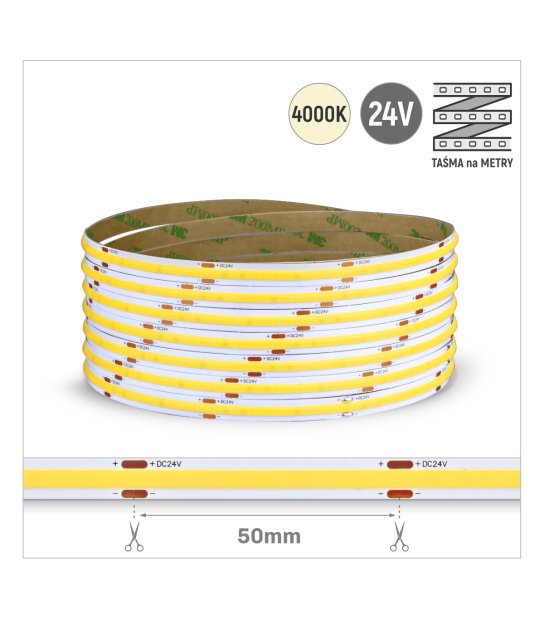 TAŚMA ROL. COB 320LED/MB IP20 4000K 6W/mb 24V/DC ROL.30M