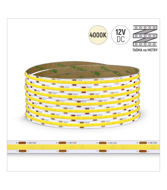 TAŚMA ROL. COB 480LED/MB IP20 4000K 5W/mb 12V/DC ROL.30M