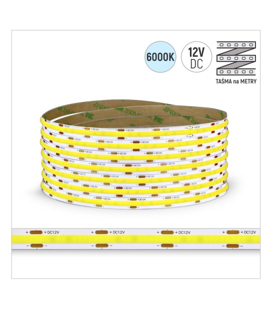 TAŚMA ROL. COB 480LED/MB IP20 6000K 9W/mb 12V/DC ROL.30M