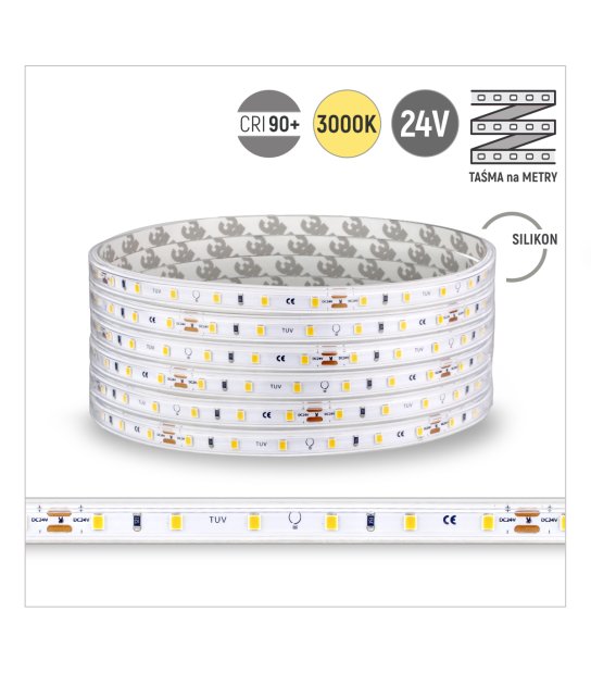 TAŚMA ROL.60LED 24V/DC 2835 IP67 3000K 6W/mb CRI90+/20MB 