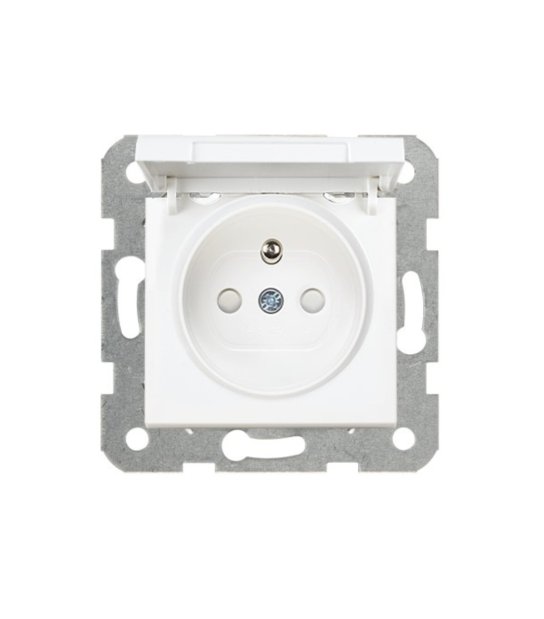 KARRE GNIAZDO Z UZIEMIENIEM Z KLAPKĄ BIAŁE