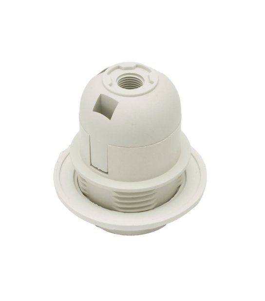 OPRAWKA E27 GWINTOWANA Z KOŁNIERZEM BIAŁA