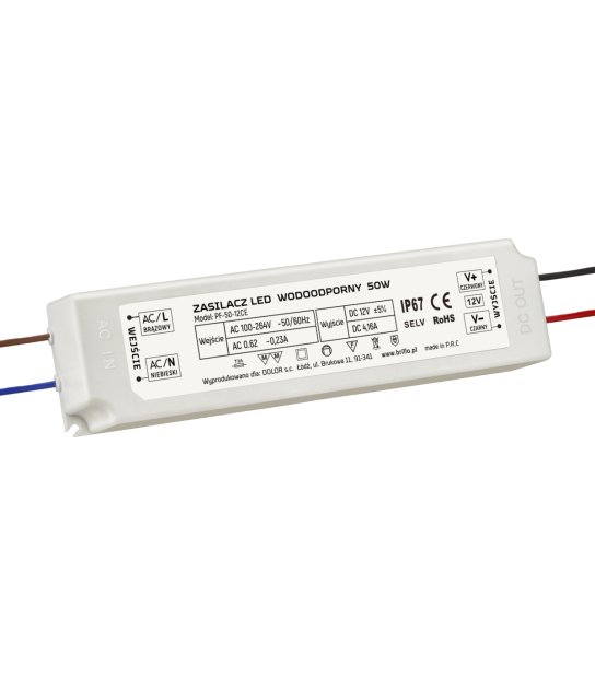 KOMPONENT ZASIL 50W 12V/DC IP67 PF-50-12 BRILLO