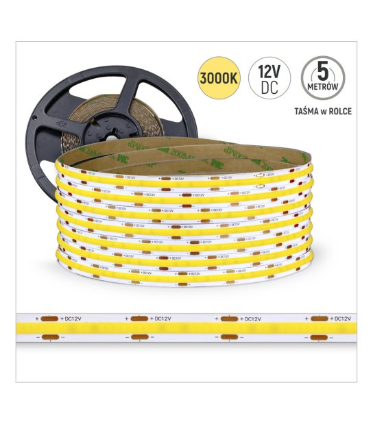 TAŚMA COB 320LED/mb 6W/mb. rol.5mb 3000K IP20 12V/DC