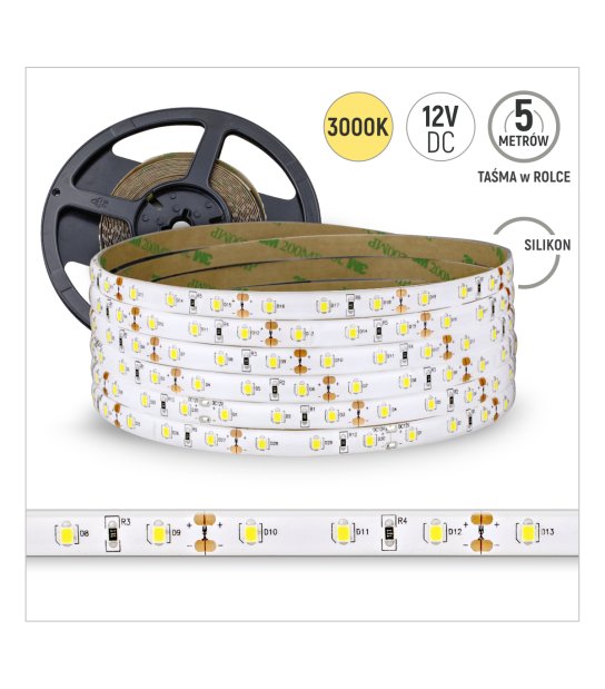 TAŚMA 60LED 12V/DC 2835 /5mb/ 3000K 6W/mb IP67 CRI90+ 