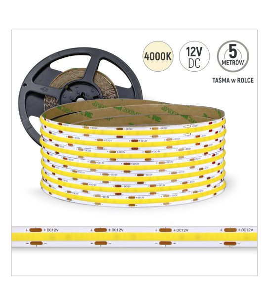 TAŚMA COB 320LED/mb 6W/mb. rol.5mb 4000K IP20 12V/DC